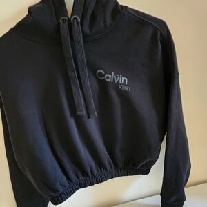 Calvin Klein Black Cropped Hoodie Size Xs